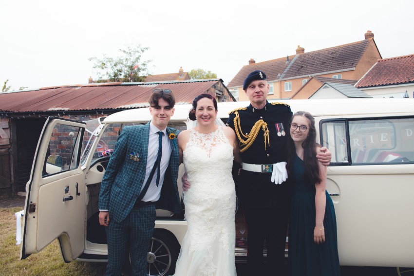 Emily at her parents' wedding