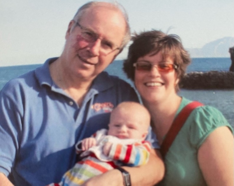 Baby Sebastian with his dad, John, and mum, Caroline