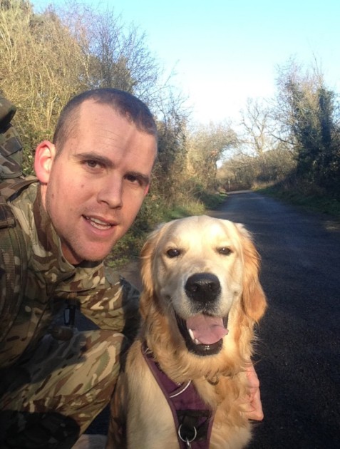 Alan and his golden retriever training for the Ironman triathlon