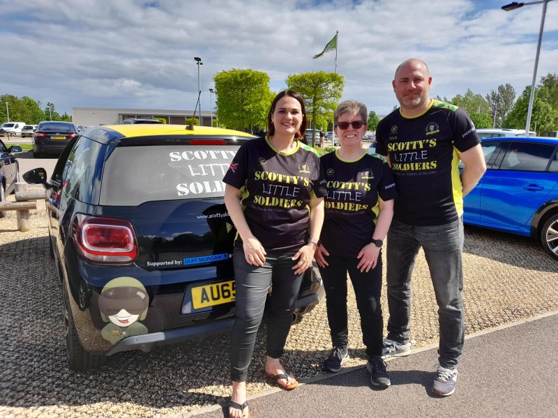 Nikki, Mark and Lorna in ther Scotty tops in the NMA car park